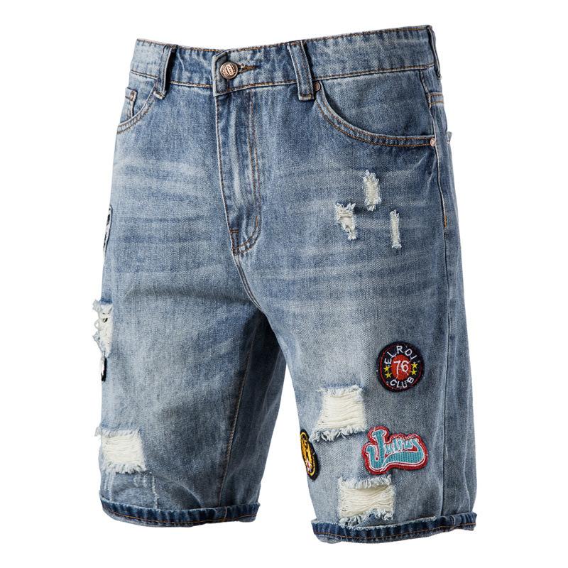 short-jean-decontracte-patch-brode-vintage