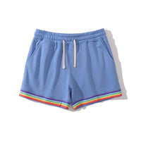 short-sport-coton-imprime-arc-en-ciel-vintage