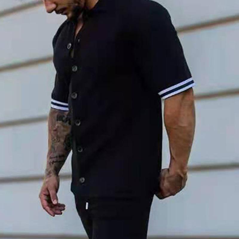 chemise-manches-courtes-poignets-rayes-vintage