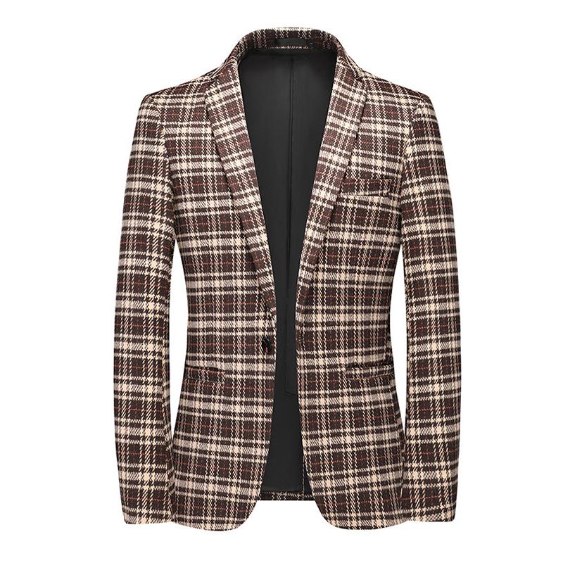 Blazer vintage décontracté à carreaux pour hommes
