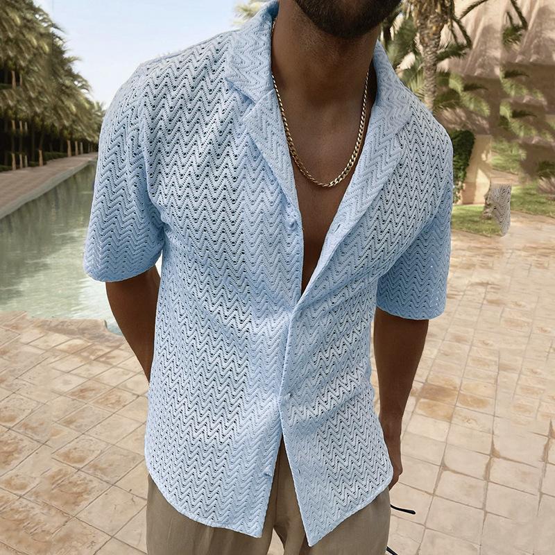 chemise-tricot-manches-courtes-revers-creux-vintage