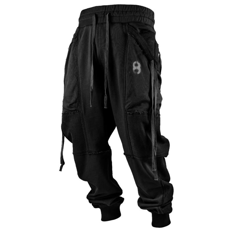 pantalon-decontracte-imprime-cordon-vintage