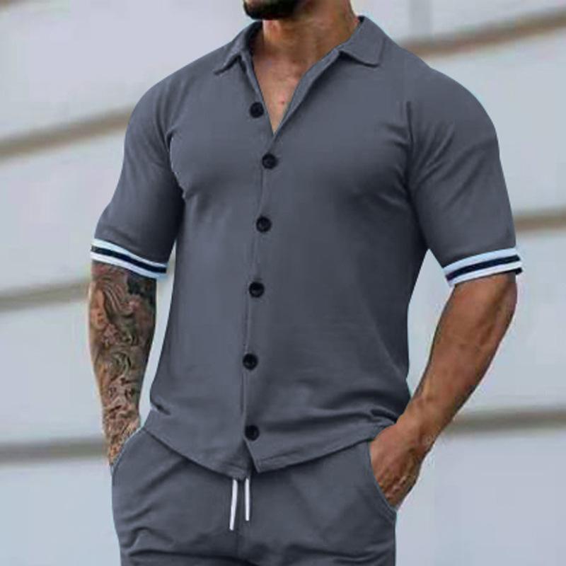 chemise-manches-courtes-poignets-rayes-vintage
