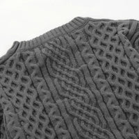 Pull vintage en tricot torsadé à col rond chic