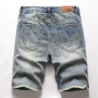 short-droit-denim-dechire-delave-vintage