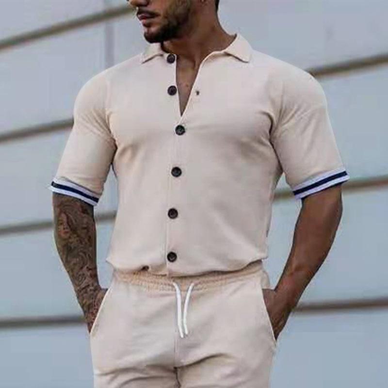 chemise-manches-courtes-poignets-rayes-vintage