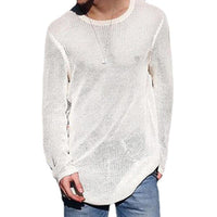 tricot-decontracte-manches-longues-couleur-unie-vintage