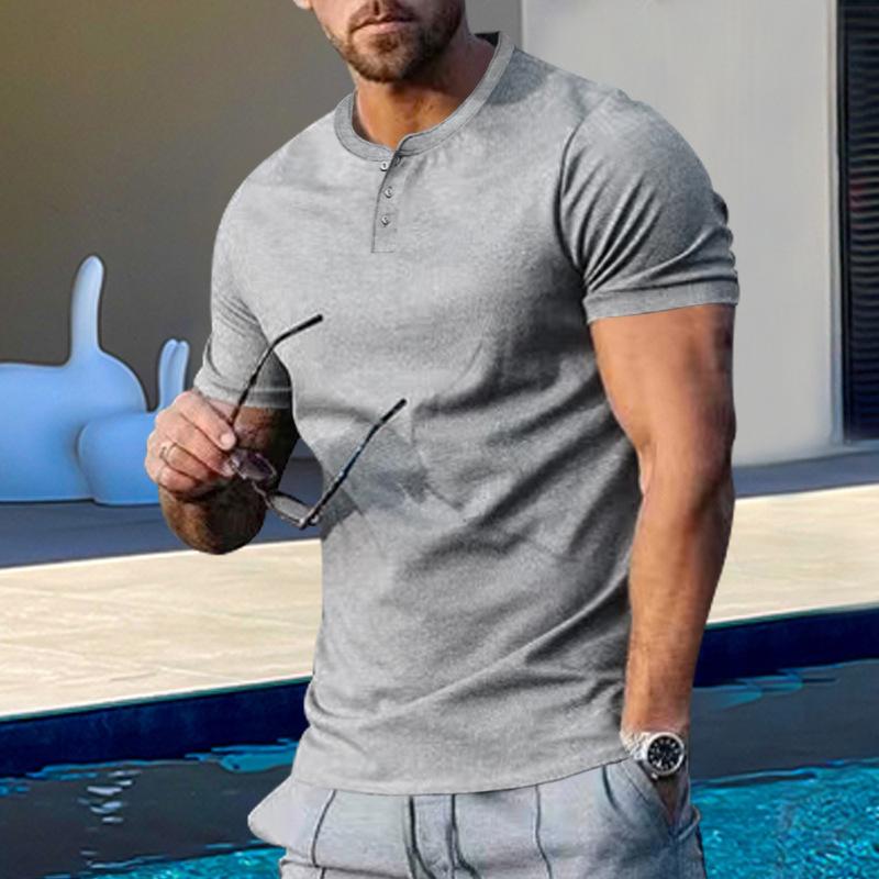 T-shirt à manches courtes pour homme avec encolure Henley T-shirt à manches courtes pour homme avec encolure Henley