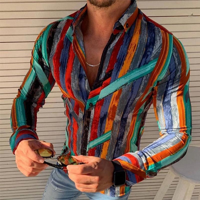 chemise-manches-longues-revers-rayures-contrastees-vintage