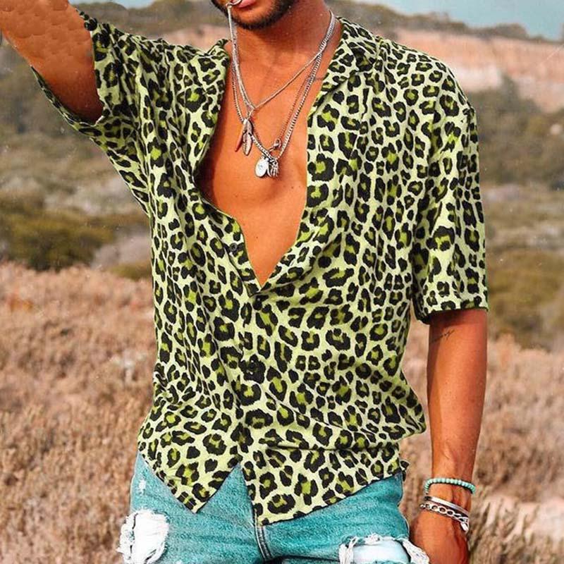 chemise-vintage-manches-courtes-imprime-leopard
