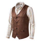 Gilet en daim vintage à col en V