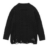 Pull vintage en tricot torsadé à col rond chic