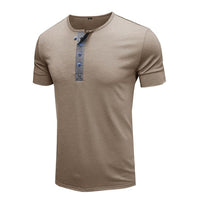 t-shirt-henley-coton-manches-courtes-col-rond