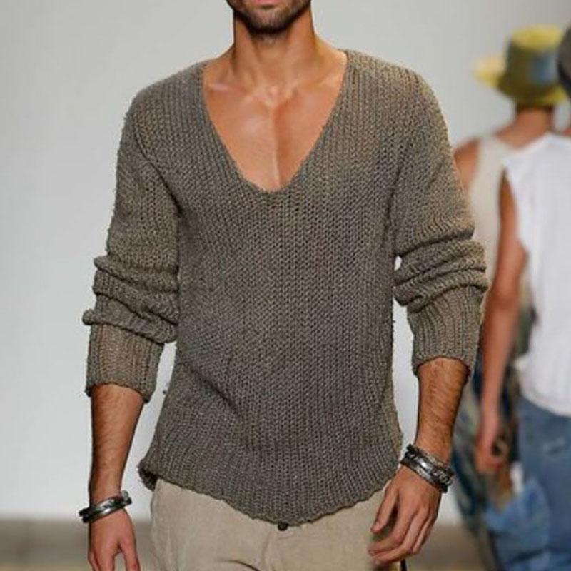 pull-tricot-encolure-v-vintage