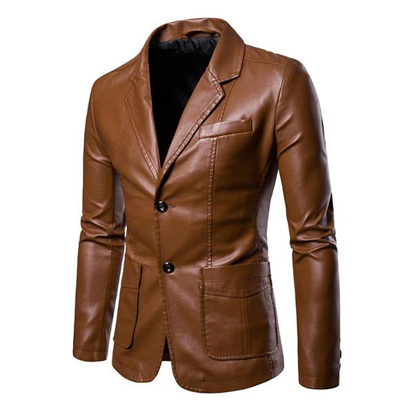 blazer-cuir-deux-boutons-revers-vintage