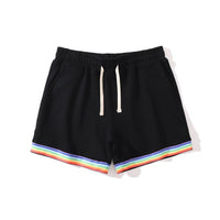 short-sport-coton-imprime-arc-en-ciel-vintage