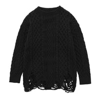 Pull vintage en tricot torsadé à col rond chic