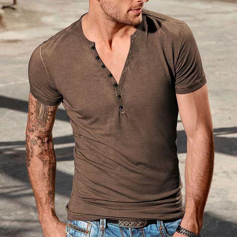 t-shirt-manches-courtes-col-rond-henley-vintage