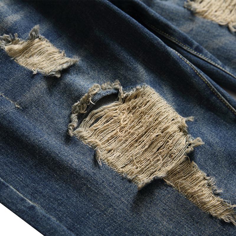 Short denim déchiré vintage pour homme