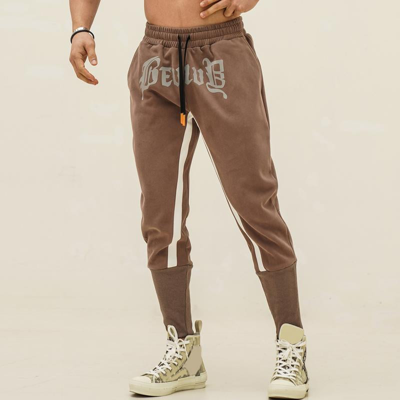 pantalon-sport-blocs-couleur-imprime-lettre-vintage
