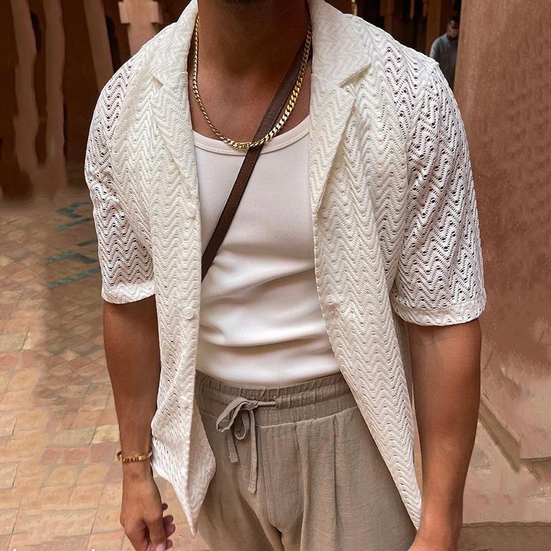 chemise-tricot-manches-courtes-revers-creux-vintage