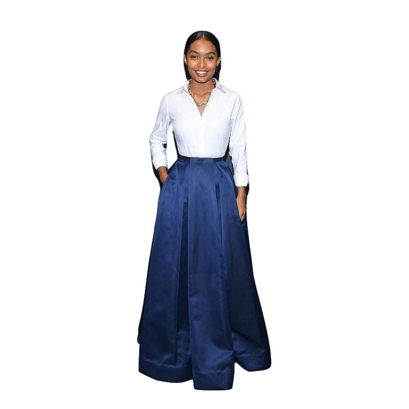 Jupe Longue Satin Bleu Vintage | Mode Vintage