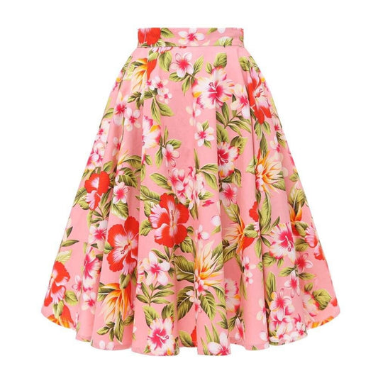 jupe-annee-80-rose-floral