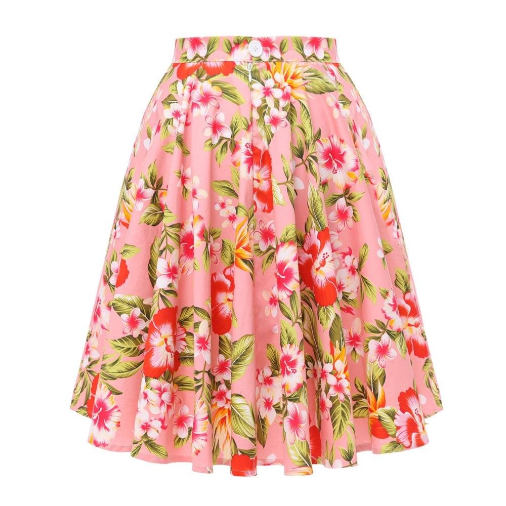 jupe-annee-80-rose-floral