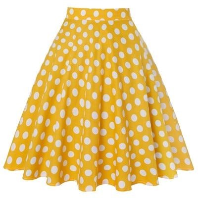 jupe-annee-80-jaune-pois-blancs