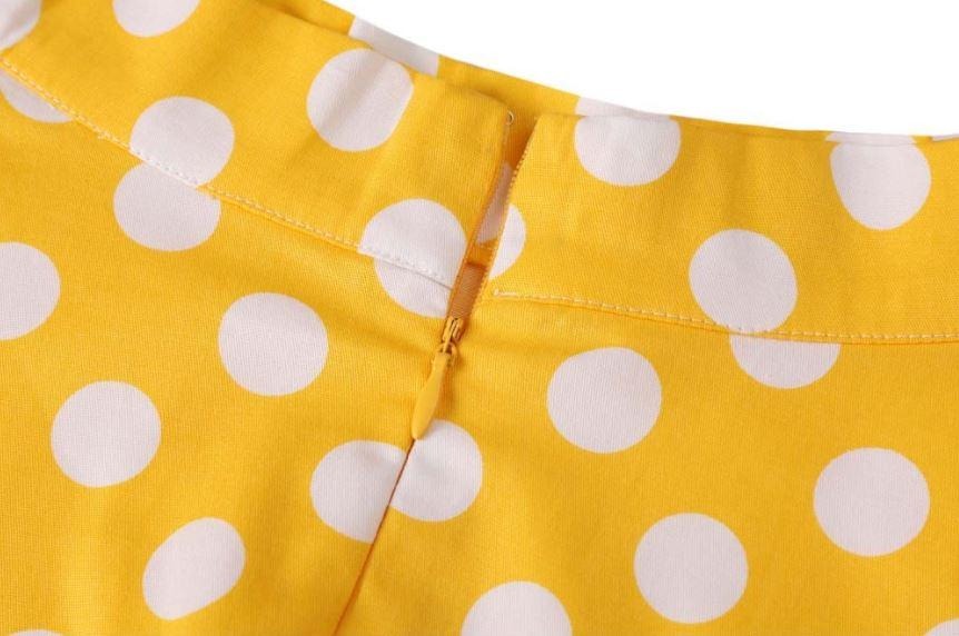 jupe-annee-80-jaune-pois-blancs