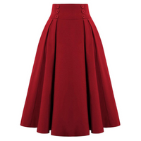 Jupe Longue Vintage Taille Haute Rouge S