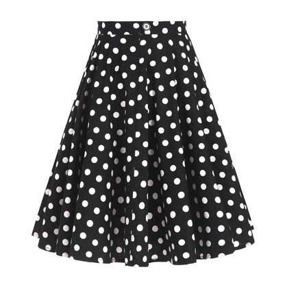 jupe-annee-80-noir-pois-blancs