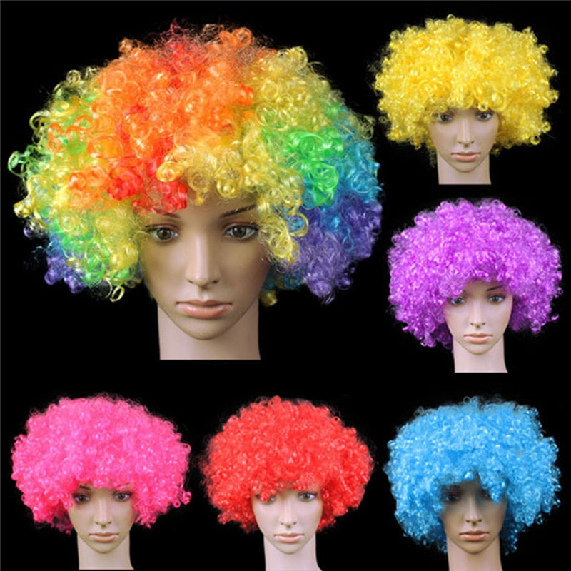 DPTALR Fête Disco Drôle Afro Clown Cheveux Football Fan-Adulte Afro