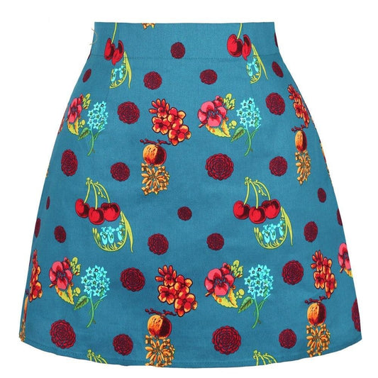 Mini Jupe Année 80 Fleurs Cerises