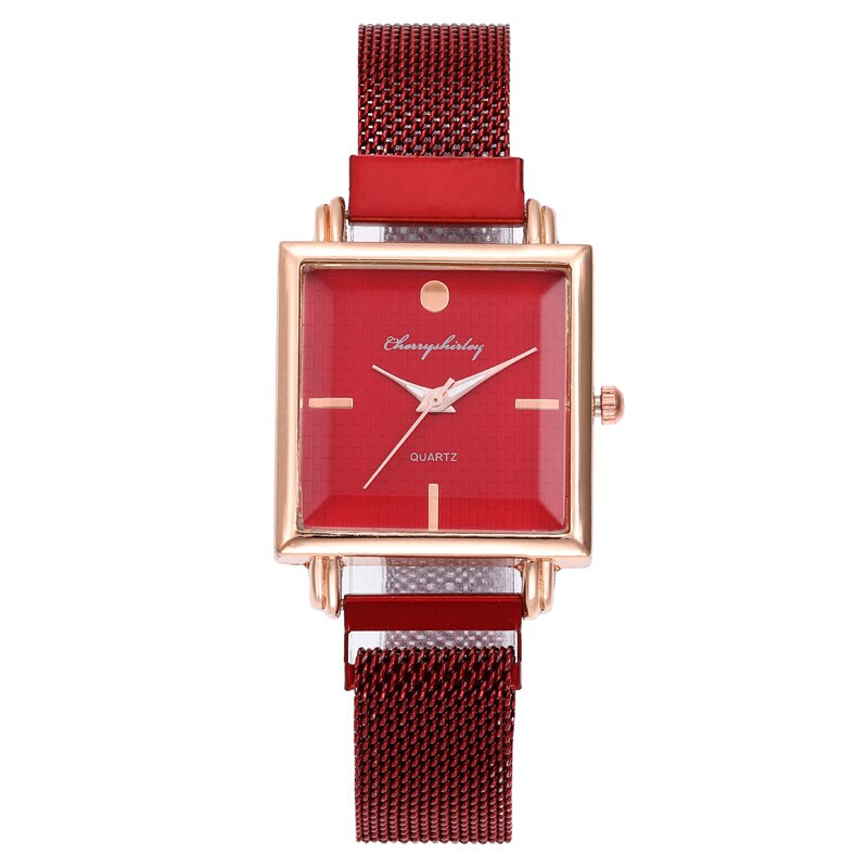    montre-carree-femme-vintage-rouge