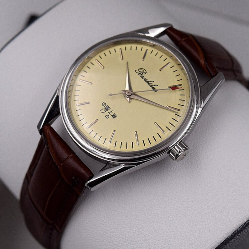 Montre Mécanique Vintage ALLAINE - Cadran Bleu - Pour Homme - Révisée Et Nettoyée - Etat Occasion