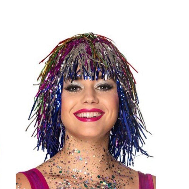 NET TOYS Perruque Lamée Disco Perruque Femme Glamour Perruque Lamée Perruque  Paillettes Perruque Carnaval Argent : : Mode