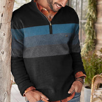 pull-slim-col-zippe-rayures-colorblock-vintage