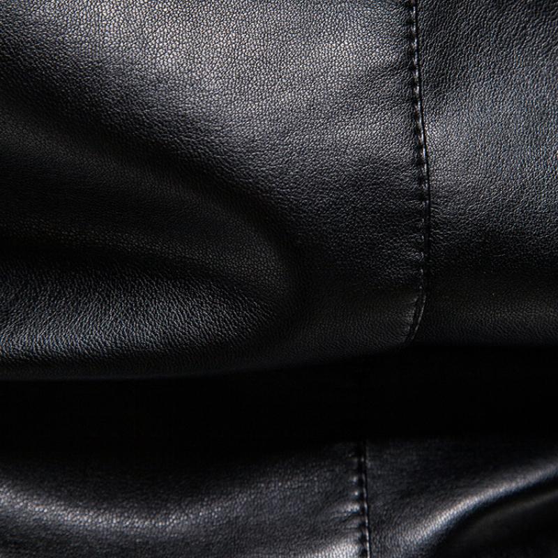 Veste de motard en cuir vintage à col montant