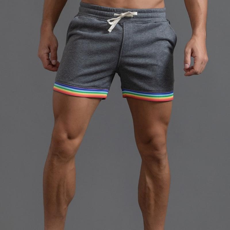 short-sport-coton-imprime-arc-en-ciel-vintage