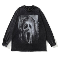 sweat-shirt-imprime-scream-skull-vintage