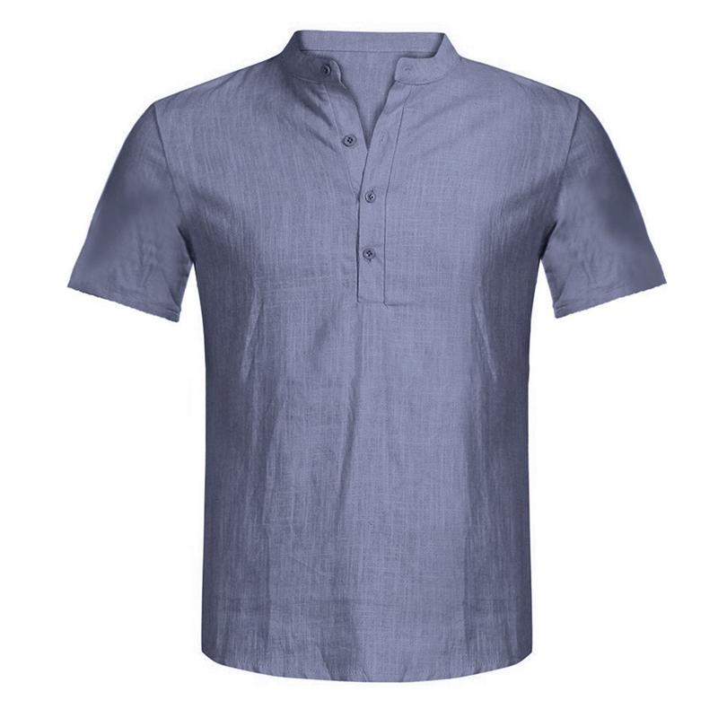 chemise-ample-manches-courtes-col-henley-vintage