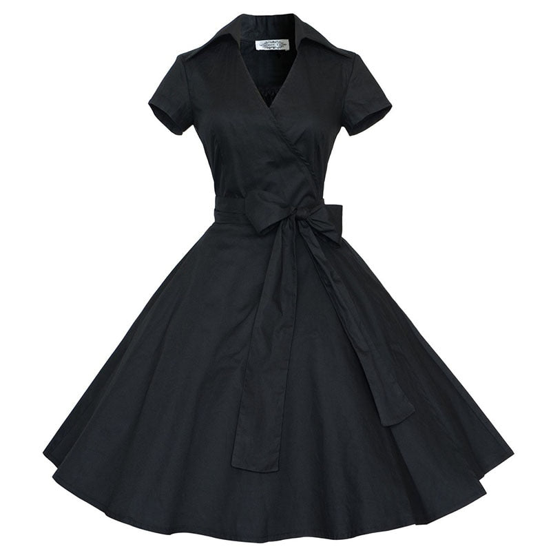 robe-a-pois-noir-vintage