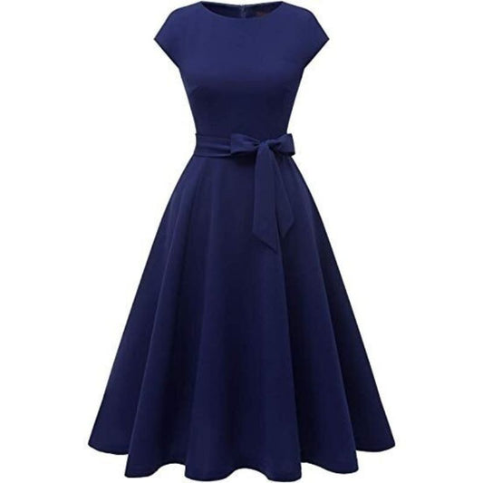 robe-bleu-vintage-longue-annee-60