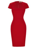    robe-crayon-vintage-annee-50-rouge