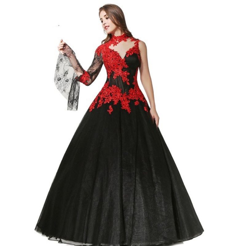 robe-de-mariee-rouge-et-noire-vintage