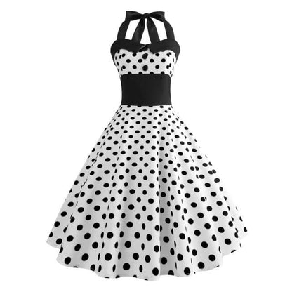 robe-annee-80-pin-up-blanche-pois