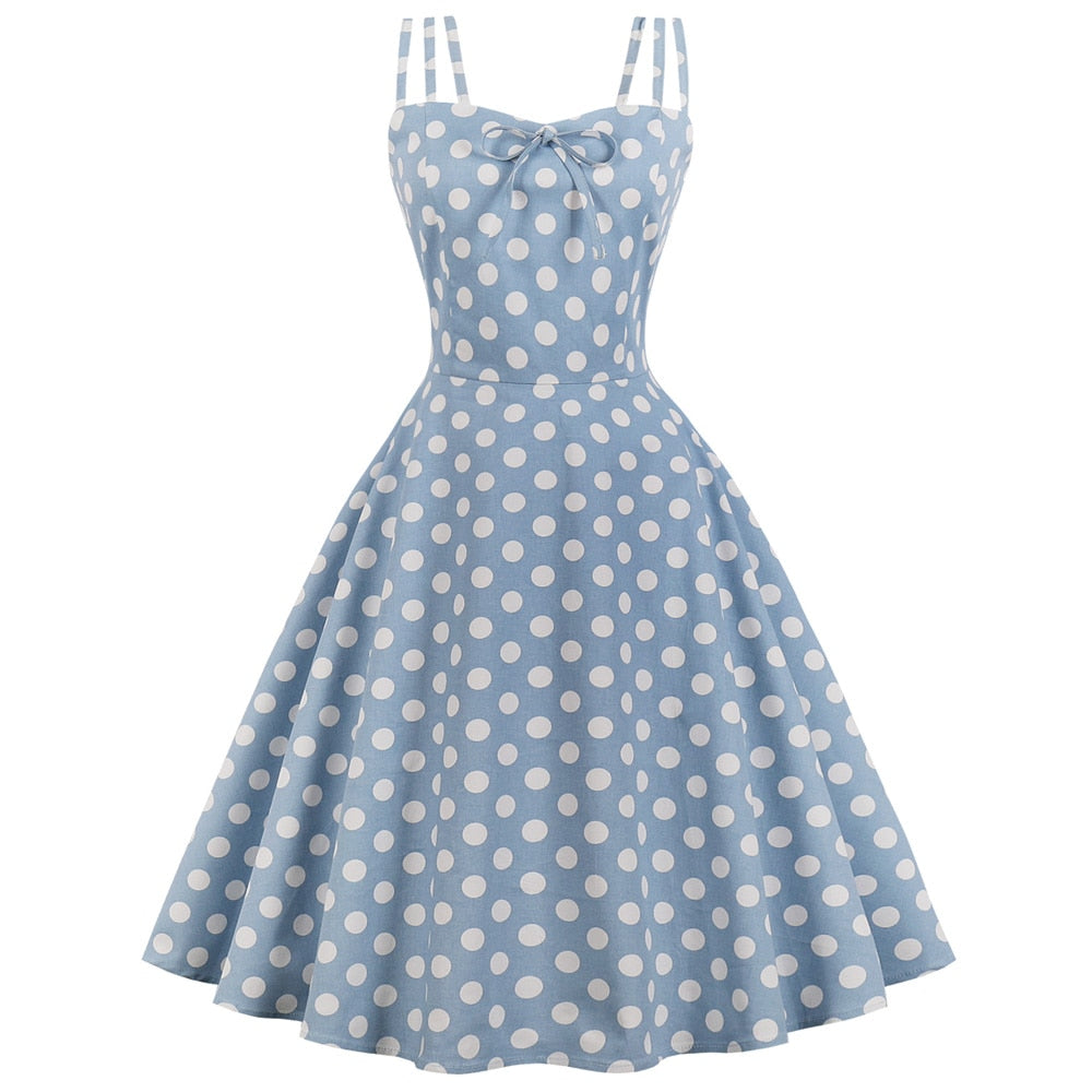 Robe Vintage Pin-Up Bleu à Pois