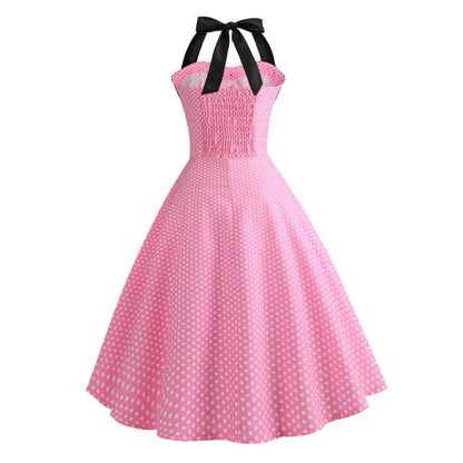 robe-annee-80-pin-up-rose-pois