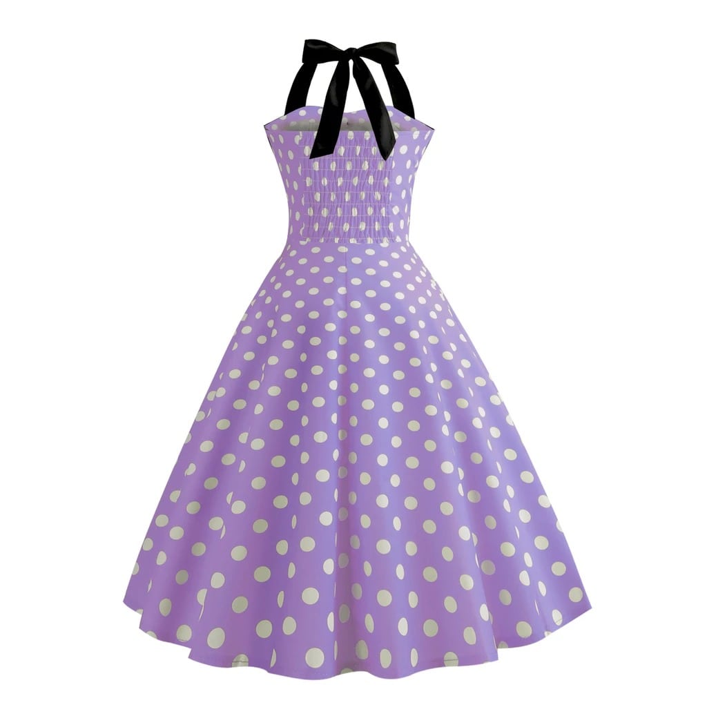 robe-annee-80-pin-up-violet-pois